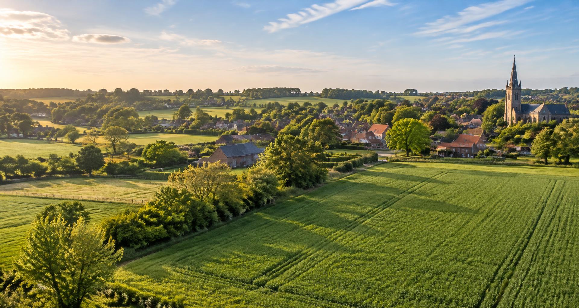 Vlaams dorp tussen groene velden